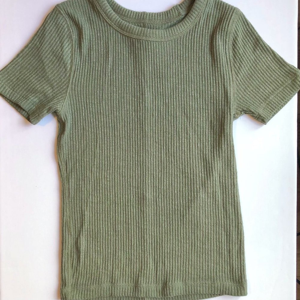 Abercrombie & Fitch Fitted Ribbed Top (XS, Green)